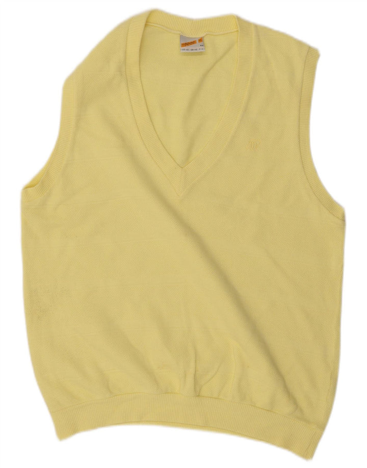Maser M Mens Vest Tank Top UK 40 Algodão Amarelo Médio