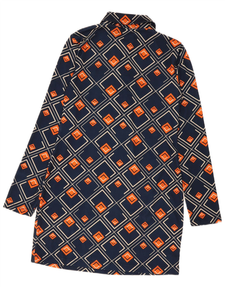 Pulôver feminino Zara vestido camisa Reino Unido 12 médio azul marinho geométrico