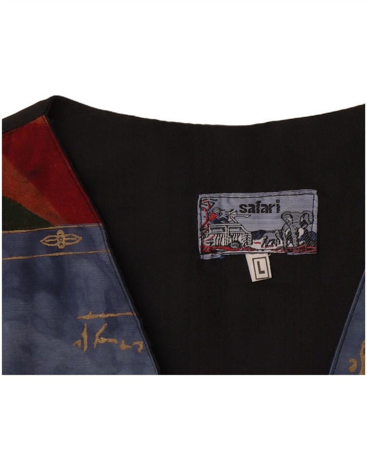 Colete vintage masculino com padrão abstrato grande azul