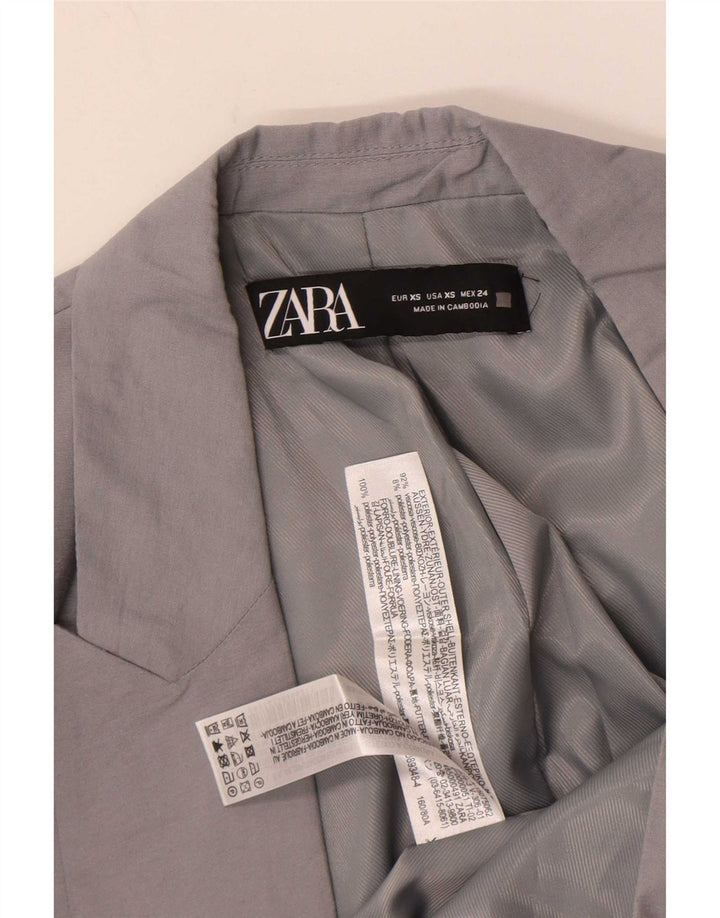 Jaqueta Zara Womens Open Blazer UK 6 XS Cinza Viscose