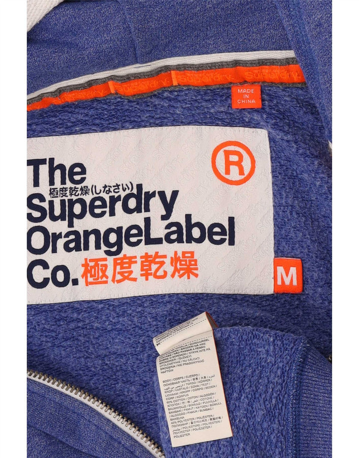 Suéter masculino Superdry com capuz e zíper médio azul algodão