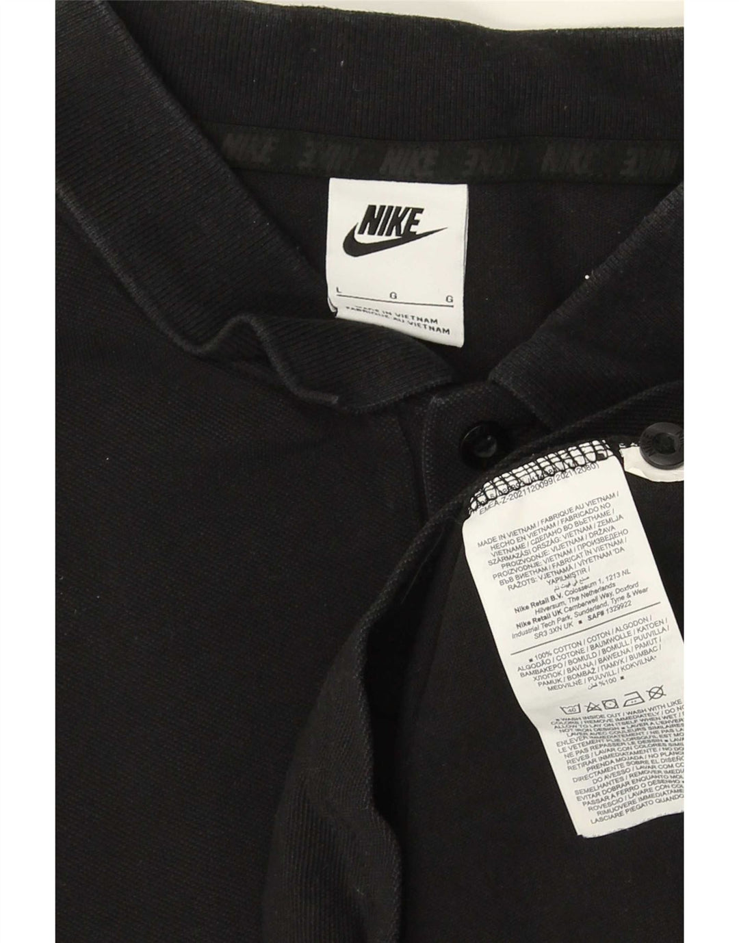 Camisa polo masculina Nike grande algodão preto