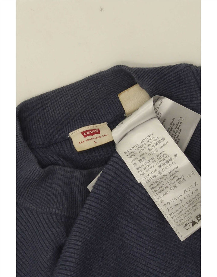 Top feminino Levi's manga comprida UK 14 grande azul marinho acrílico