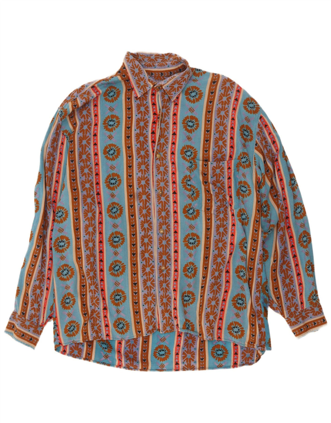 Camisa masculina Izaro grande azul geométrica