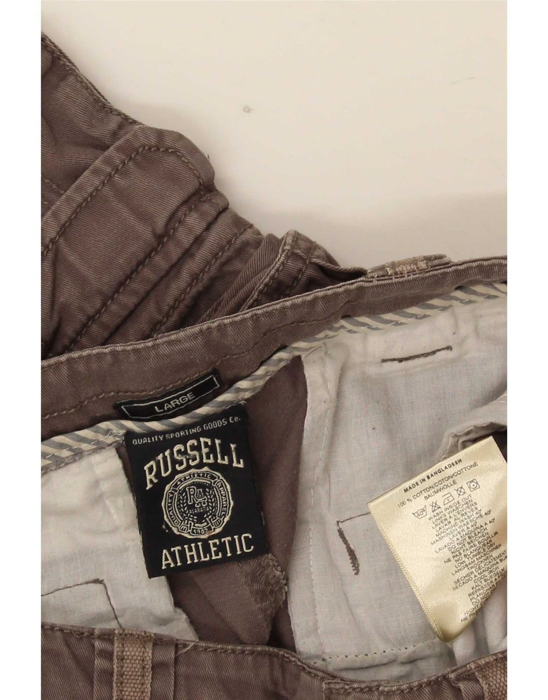 Russell Athletic Mens Cargo Shorts Grande W34 Algodão Cinza