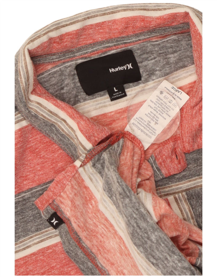 Camisa polo masculina Hurley grande poliéster listrado rosa