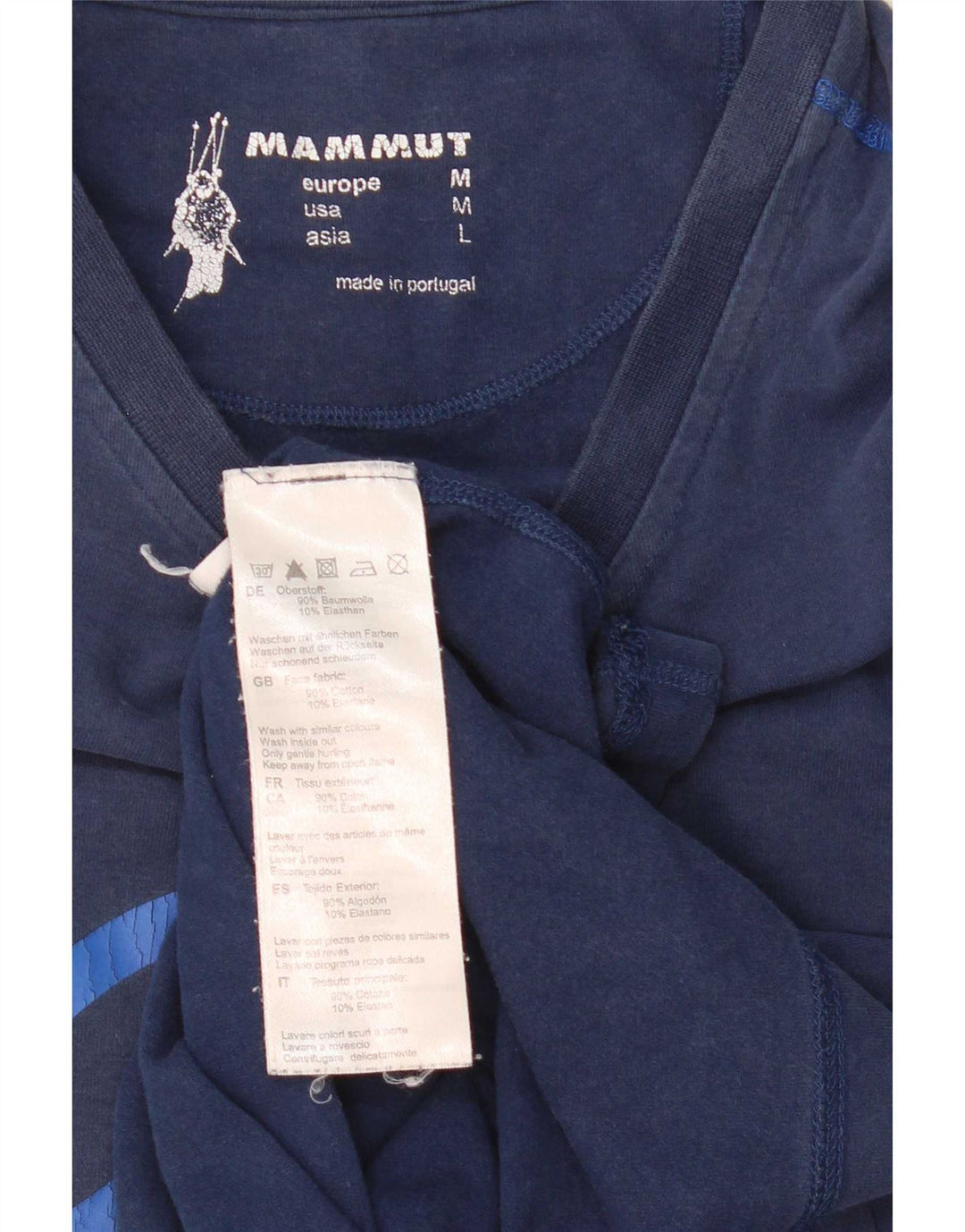 Mammut Mens Graphic Top Manga Longa Médio Algodão Azul