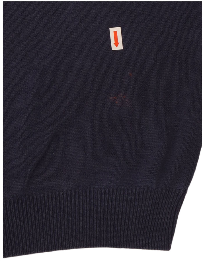 Suéter masculino Marks & Spencer de ajuste regular com decote em V grande azul marinho