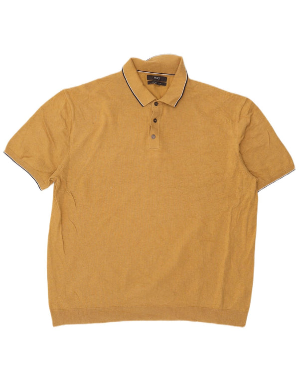 Camisa polo masculina Marks & Spencer 2XL algodão amarelo