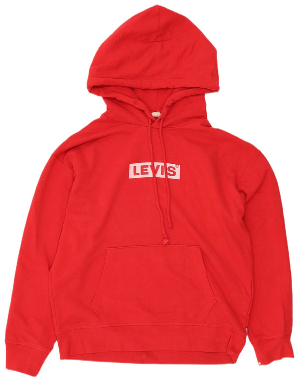 Suéter com capuz gráfico feminino Levi's UK 14 algodão vermelho médio