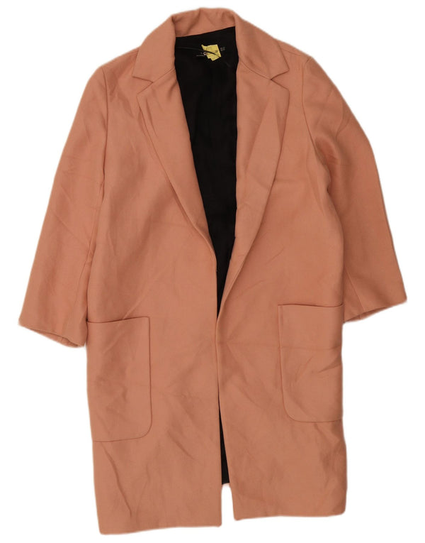 Zara Womens Oversized Longline Open Blazer Jacket Reino Unido 6 XS Rosa Poliéster