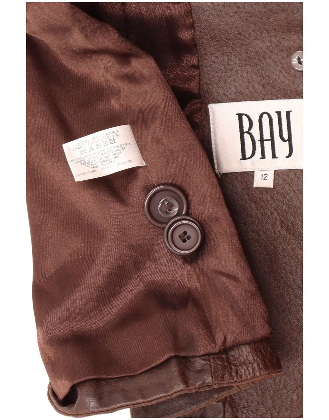 Jaqueta de couro feminina Bay UK 12 couro marrom médio clássico