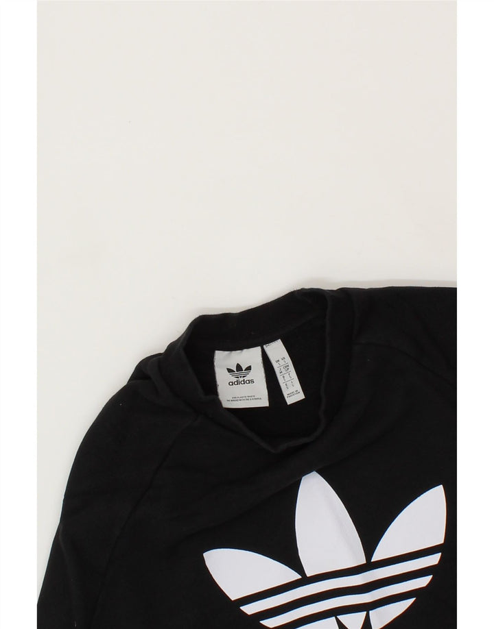 ADIDAS Mens Graphic Sweatshirt Jumper Small Black Cotton Vintage Adidas and Second-Hand Adidas from Messina Hembry 