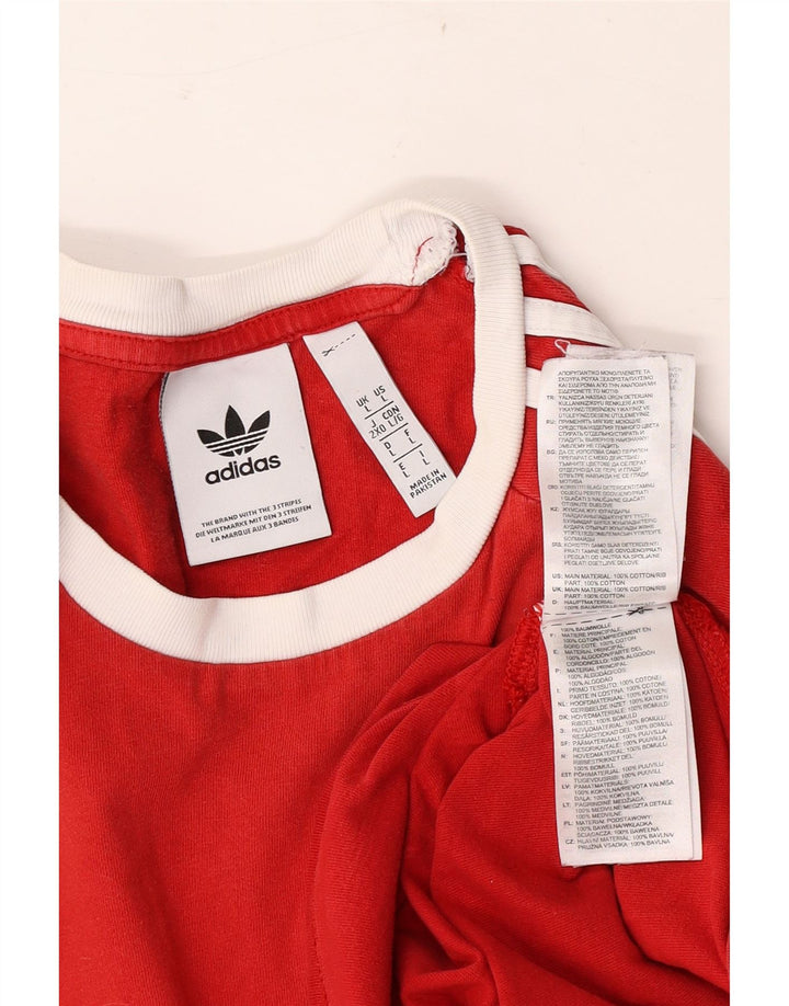 Adidas Mens Camiseta Top Grande Algodão Vermelho
