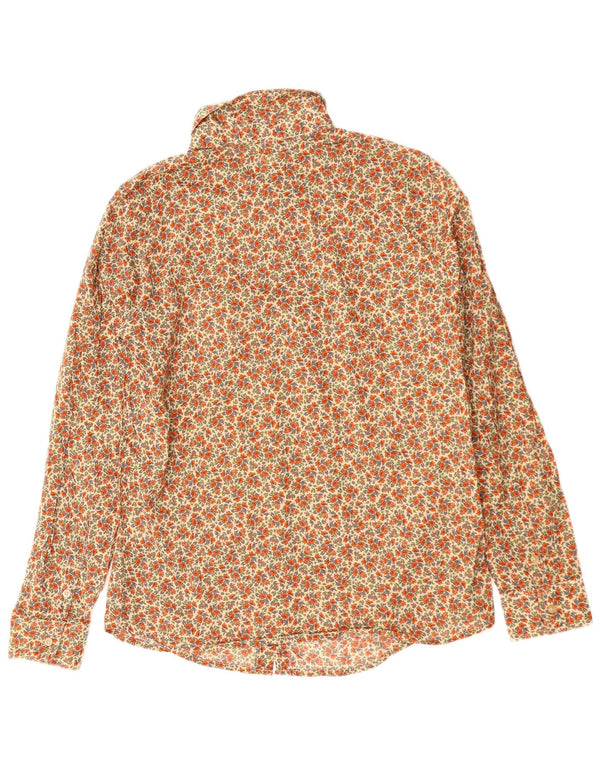Camisa feminina BENETTON UK 10 pequena algodão floral multicolorido