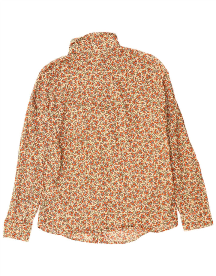 Camisa feminina BENETTON UK 10 pequena algodão floral multicolorido