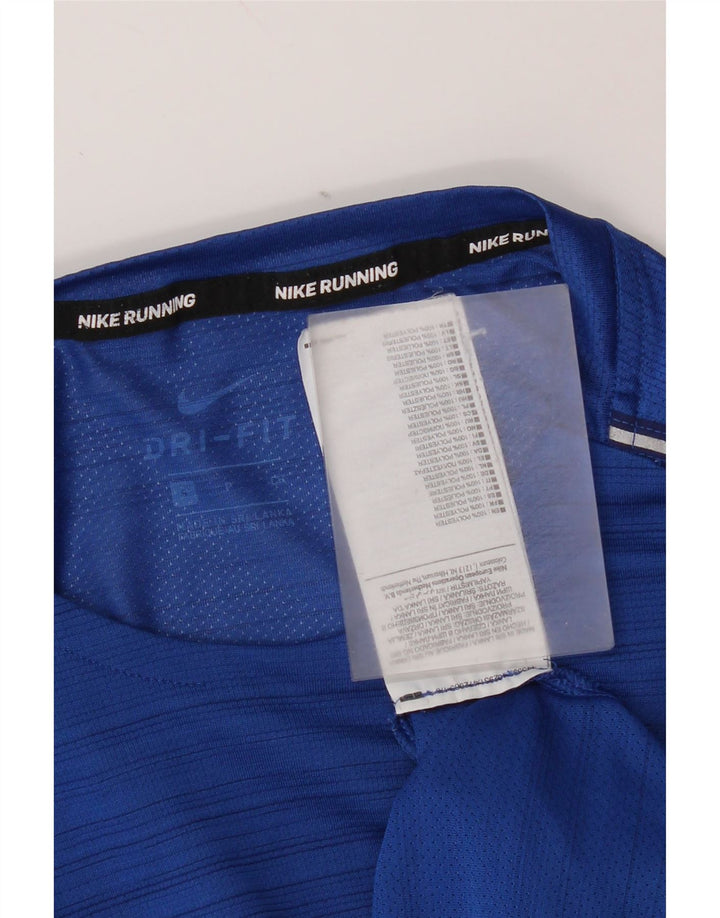 Camiseta Nike Masculina Dri Fit Top Pequena Listra Azul Poliéster