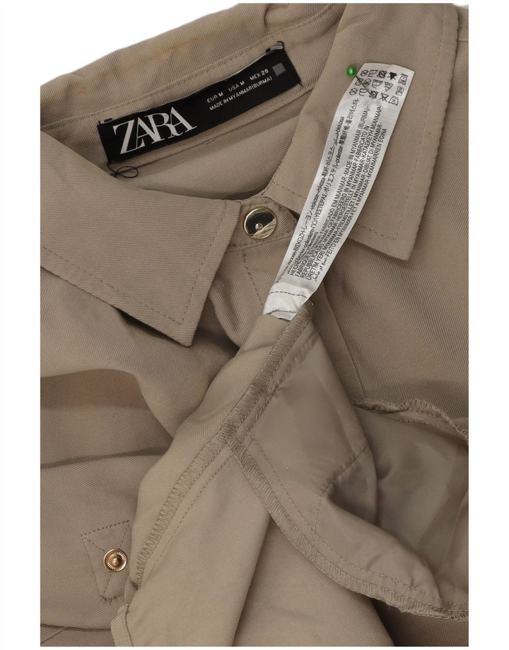 Zara vestido camisa oversized feminino Reino Unido 14 viscose bege médio