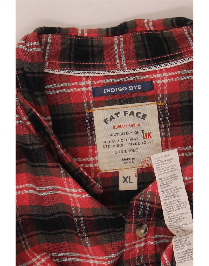 Camisa masculina de flanela Fat Face XL algodão xadrez vermelho