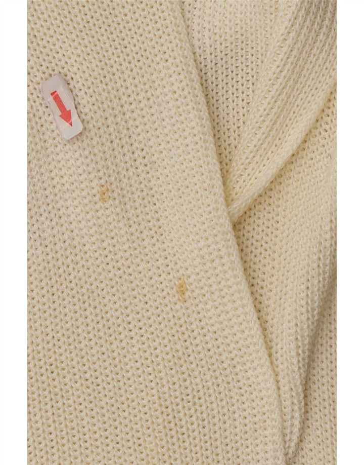 Suéter cardigan feminino Massimo Dutti Longline aberto Reino Unido 10 pequeno off white