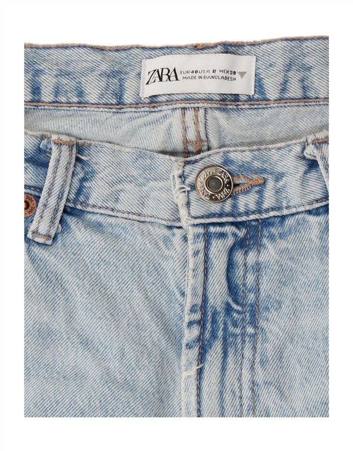Zara Jeans feminino de cintura alta desgastado UE 40 médio W30 L31 azul