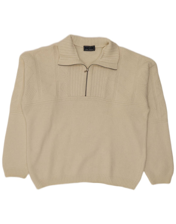 Suéter masculino Daniel Hechter com zíper e gola XL off white