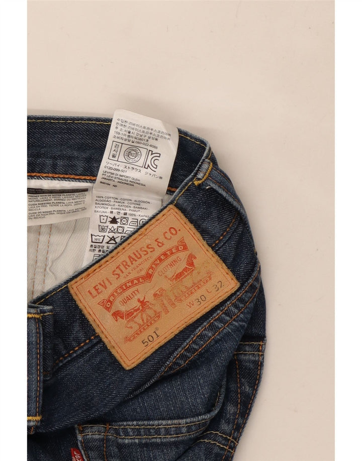 LEVI'S Masculino 501 Straight Jeans W30 L32 Azul Marinho Algodão