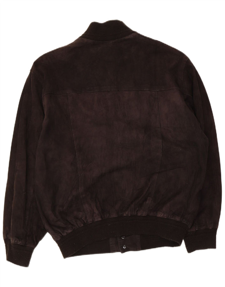 Jaqueta bomber masculina vintage de camurça IT 52 XL couro preto