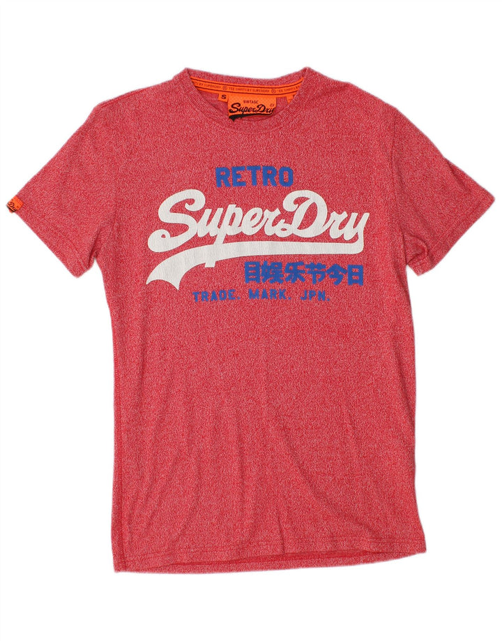Camiseta masculina Superdry com estampa gráfica pequena de algodão manchado vermelho