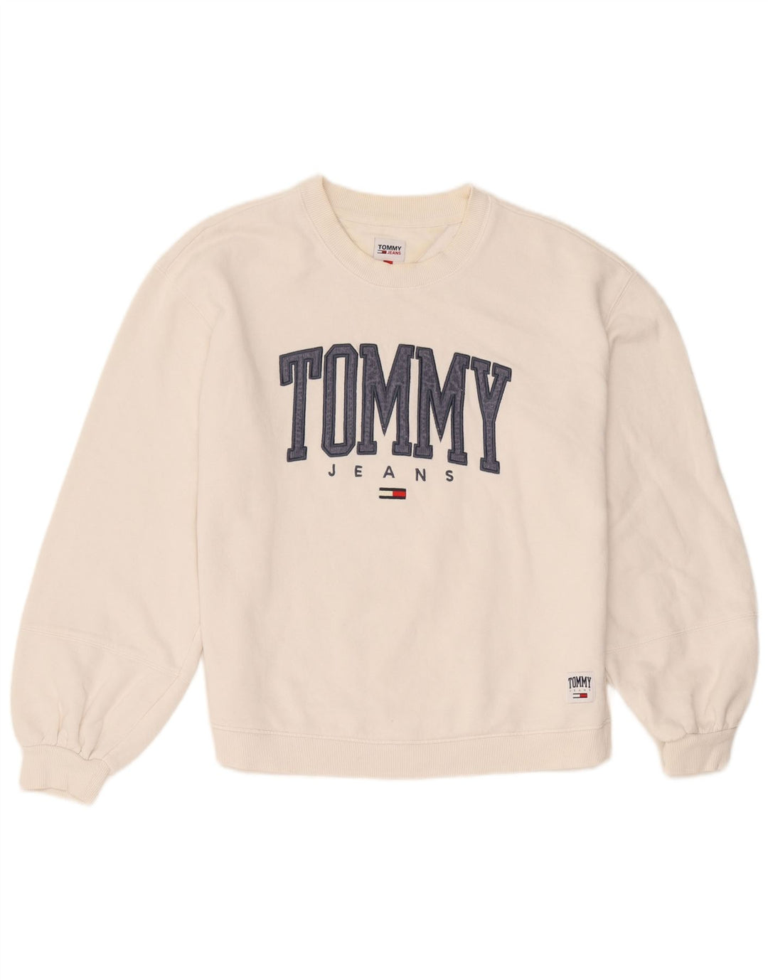 Tommy Hilfiger moletom gráfico masculino jumper médio algodão branco