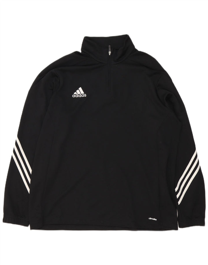 Adidas Mens Climalite Zip Neck Pullover Treino Top 2XL Poliéster Preto