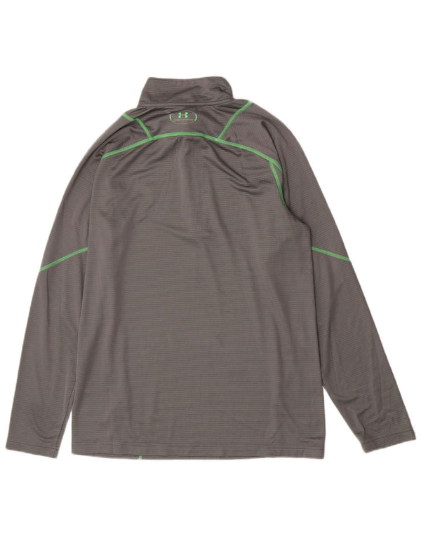 Under Armour Mens Zip Neck Top Manga Longa Grande Cinza Poliéster Esportes