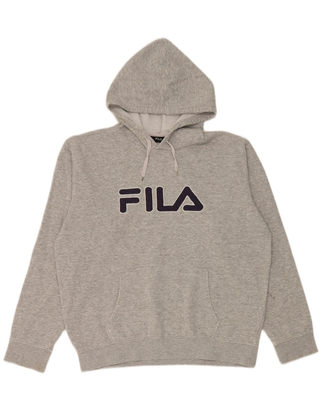 Suéter com capuz gráfico masculino Fila grande cinza manchado