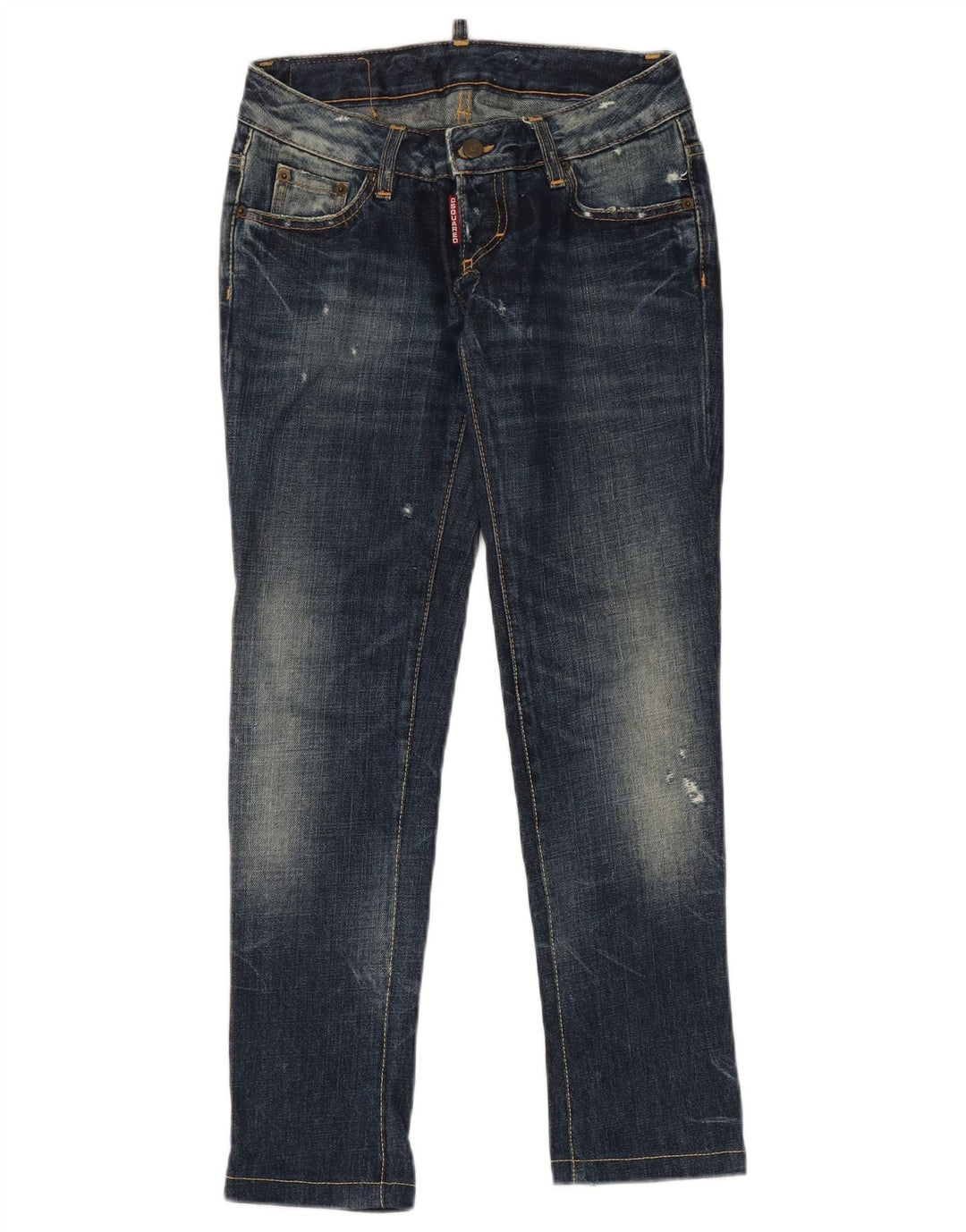 Dsquared2 Calça jeans feminina desgastada IT 38 XS W28 L29 algodão azul