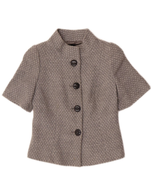 Jaqueta Bolero feminina de manga curta Benetton IT 38 XS cinza manchado acrílico