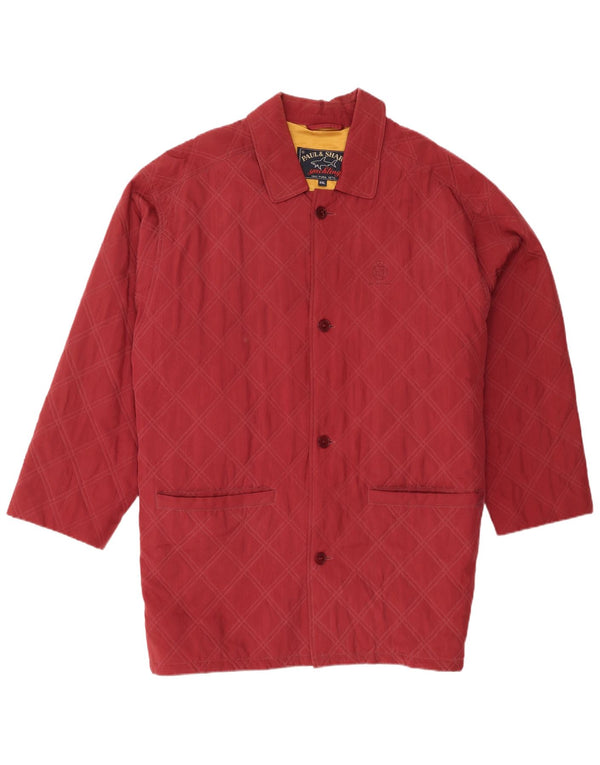 Sobretudo acolchoado masculino Paul & Shark Reino Unido 44 2XL Seda Borgonha