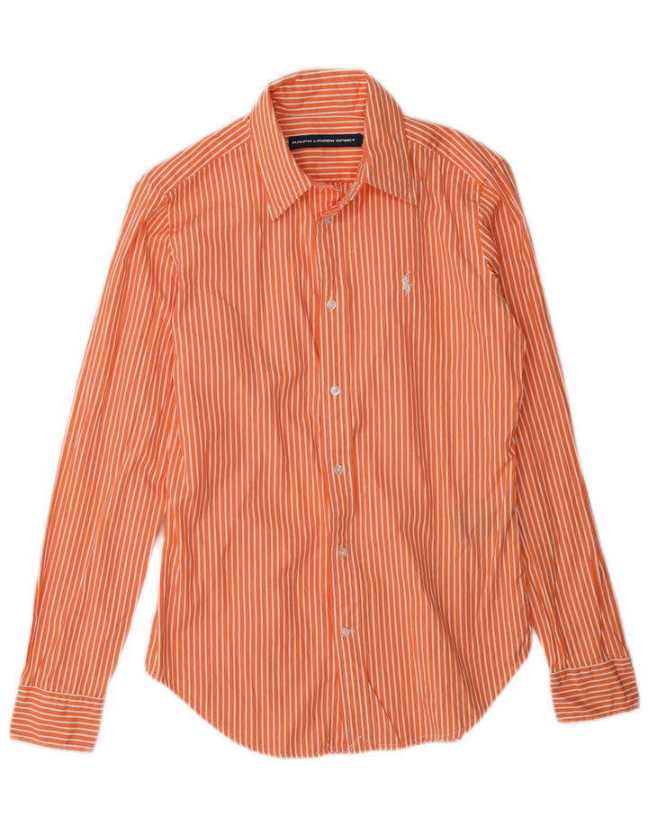 Camisa feminina Ralph Lauren US 4 pequena listrada laranja algodão
