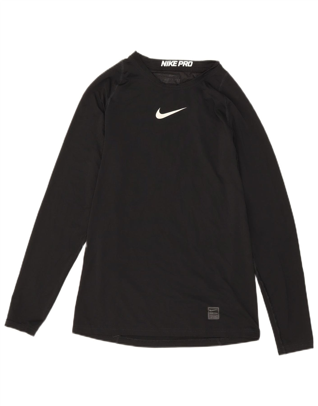 Top gráfico Nike masculino Dri Fit manga comprida pequeno poliéster preto