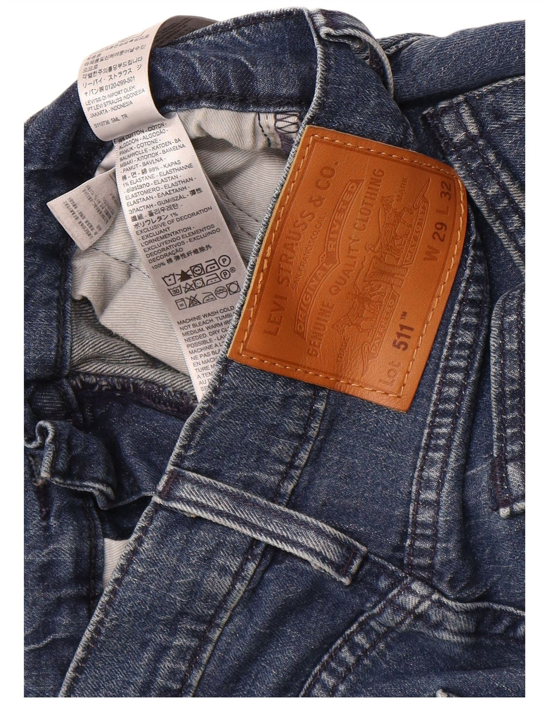 LEVI'S Masculino 511 Slim Jeans W29 L32 Azul Marinho Algodão