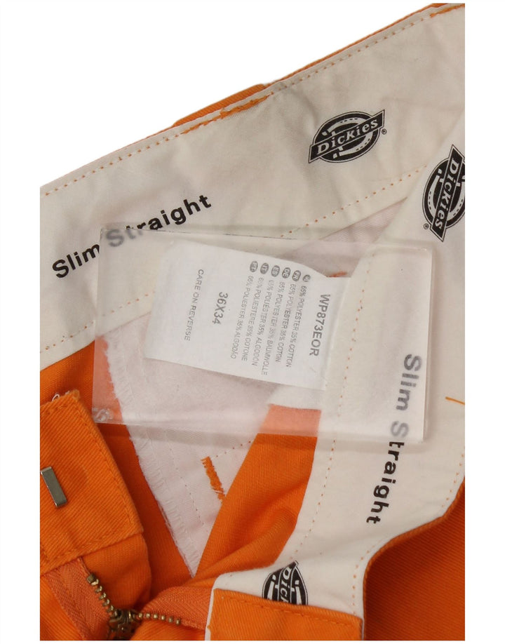 Calças Chino Masculinas Dickies Slim Straight W36 L34 Poliéster Laranja