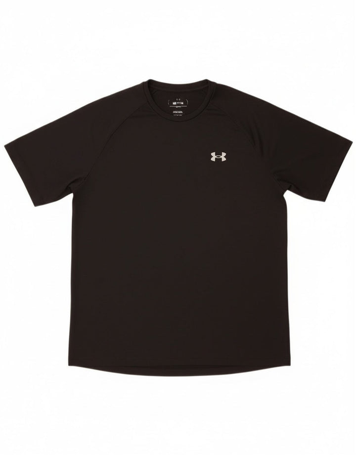 Camiseta gráfica masculina Under Armour Top médio preto poliéster