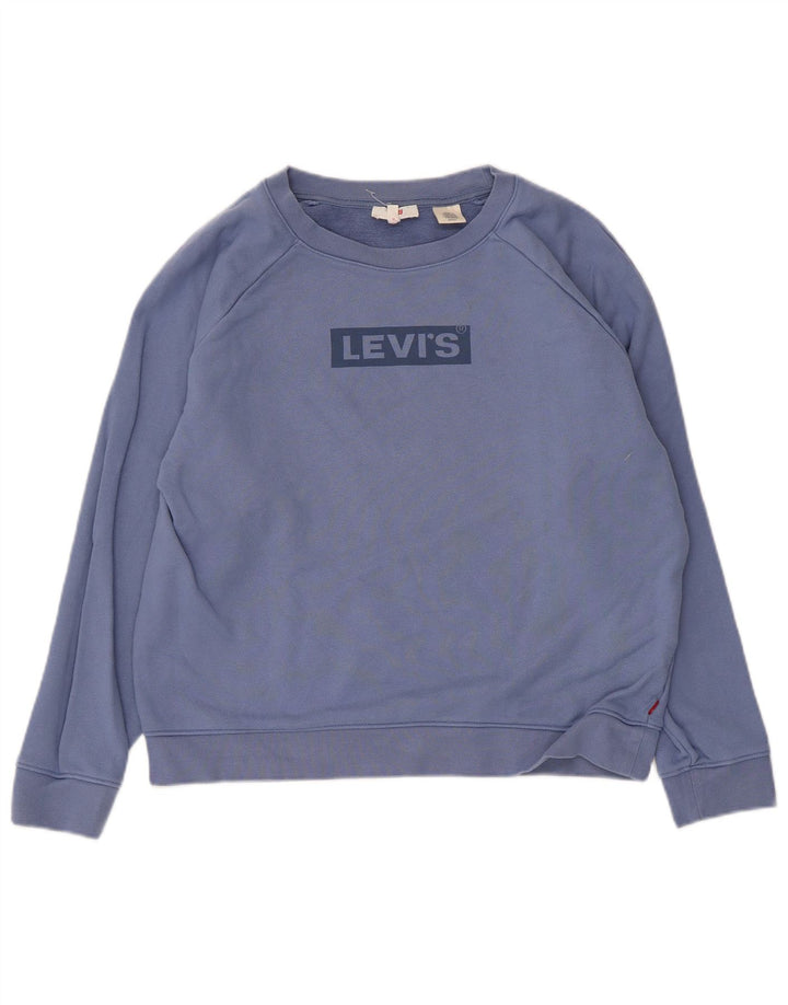 Moletom feminino Levi's com estampa oversized, Reino Unido 10, pequeno, azul, algodão