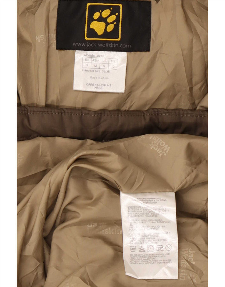 Casaco acolchoado com capuz feminino Jack Wolfskin Reino Unido 10 pequeno poliéster cáqui