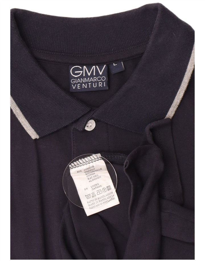 Camisa polo masculina Gianmarco Venturi grande algodão azul marinho