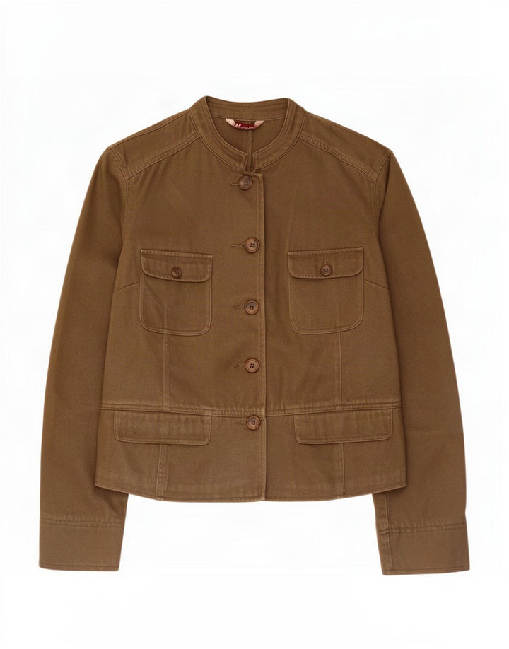 Jaqueta utilitária feminina Monsoon UK 12 algodão cáqui médio