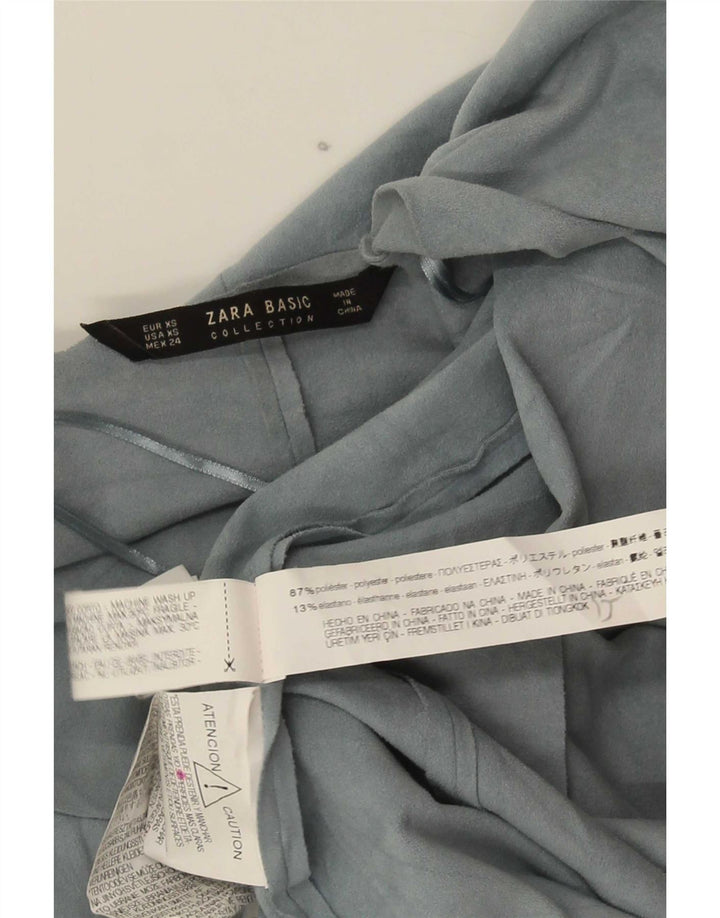 Zara Cardigan Assimétrico Feminino UK 6 XS Azul Poliéster