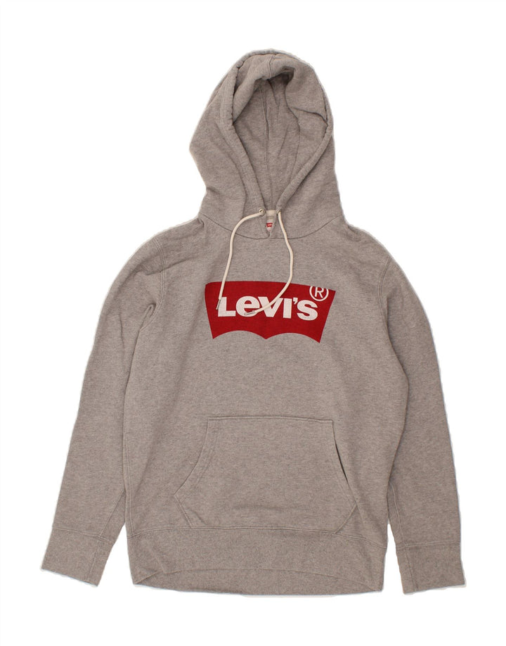 LEVI'S Womens Graphic Hoodie Jumper UK 6 XS Grey Cotton Vintage Levi's and Second-Hand Levi's from Messina Hembry 
