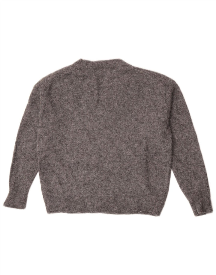Zara Suéter feminino oversized com decote em V Reino Unido 10 pequeno cinza manchado