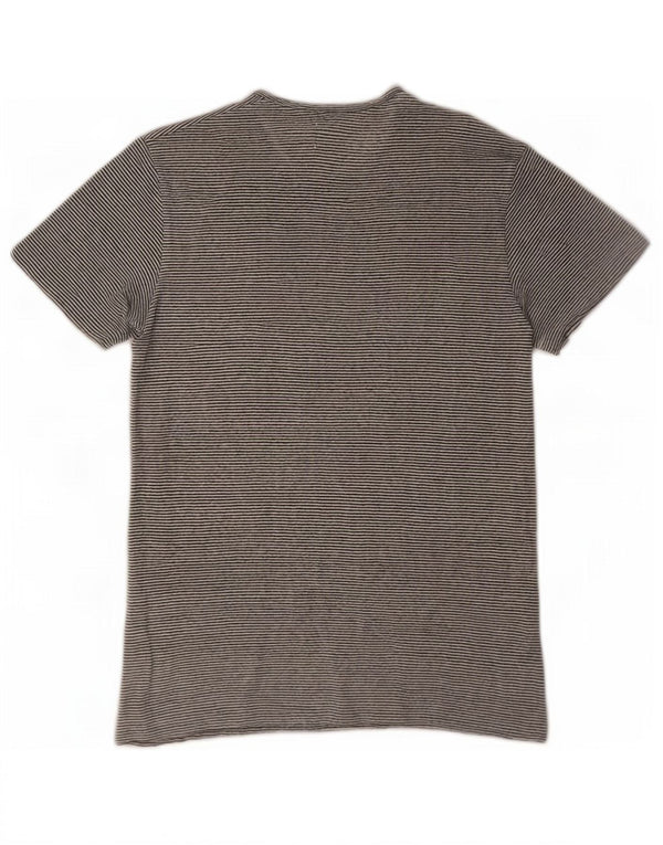 Camiseta masculina Zara Top pequeno linho listrado branco