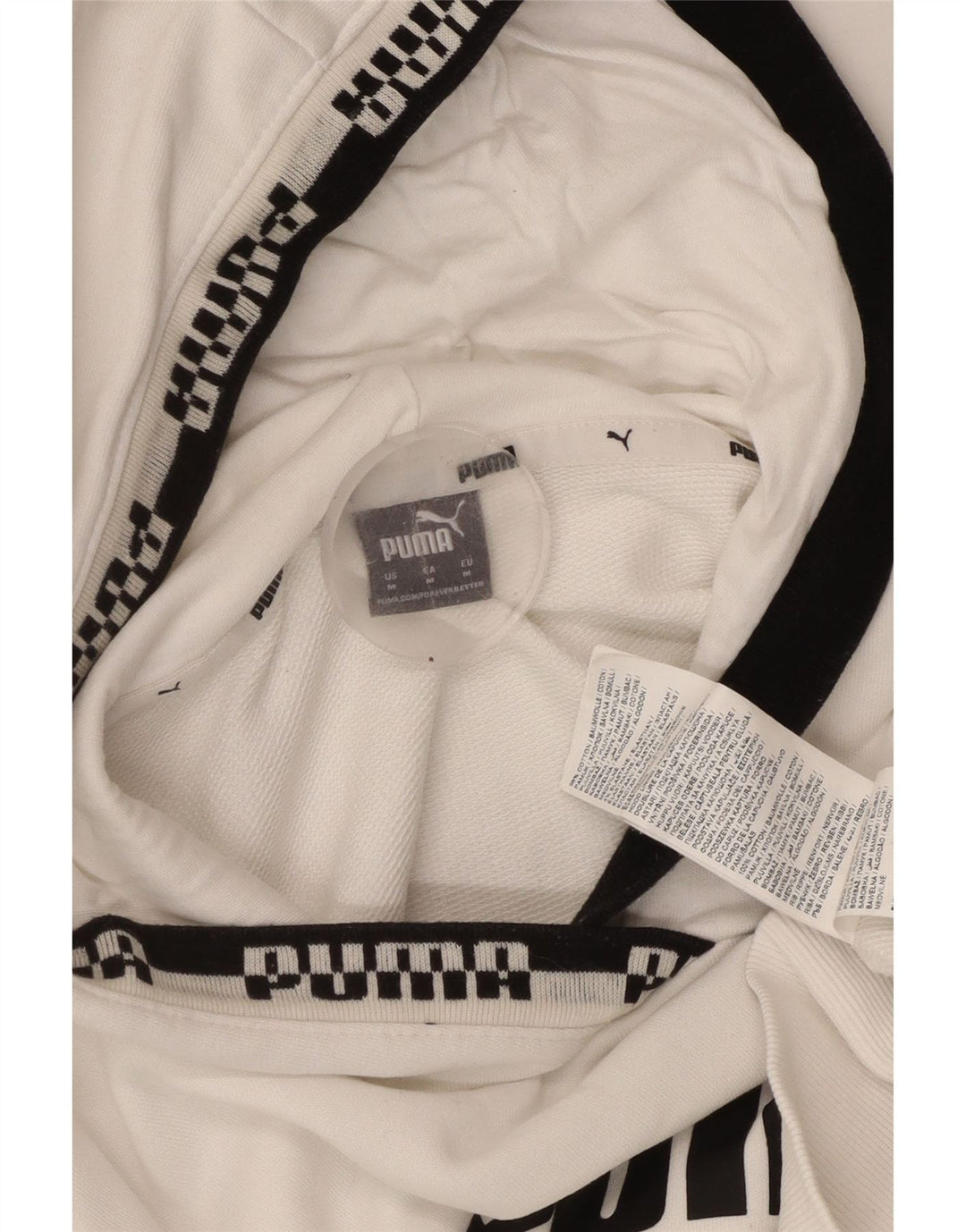 PUMA feminino gráfico moletom com capuz UK 14 médio algodão branco